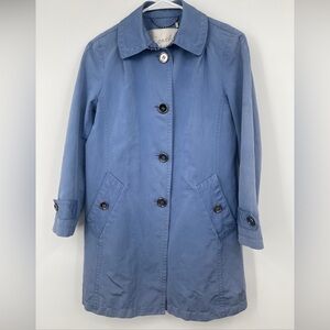 Coach Cornflower Blue Classic Button Walking Jacket Trench Coat Women’s XS